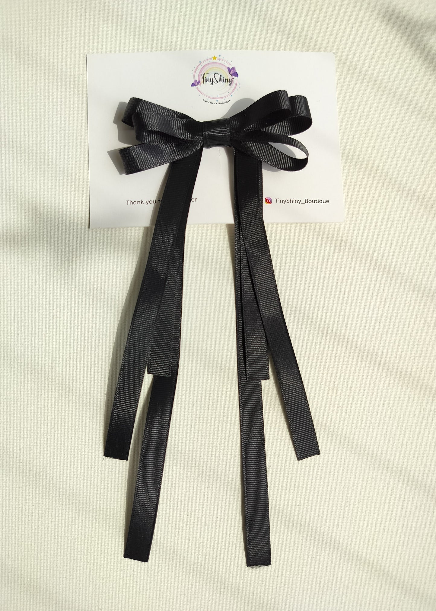 Grosgrain Ribbon Long Tail Bow - Black