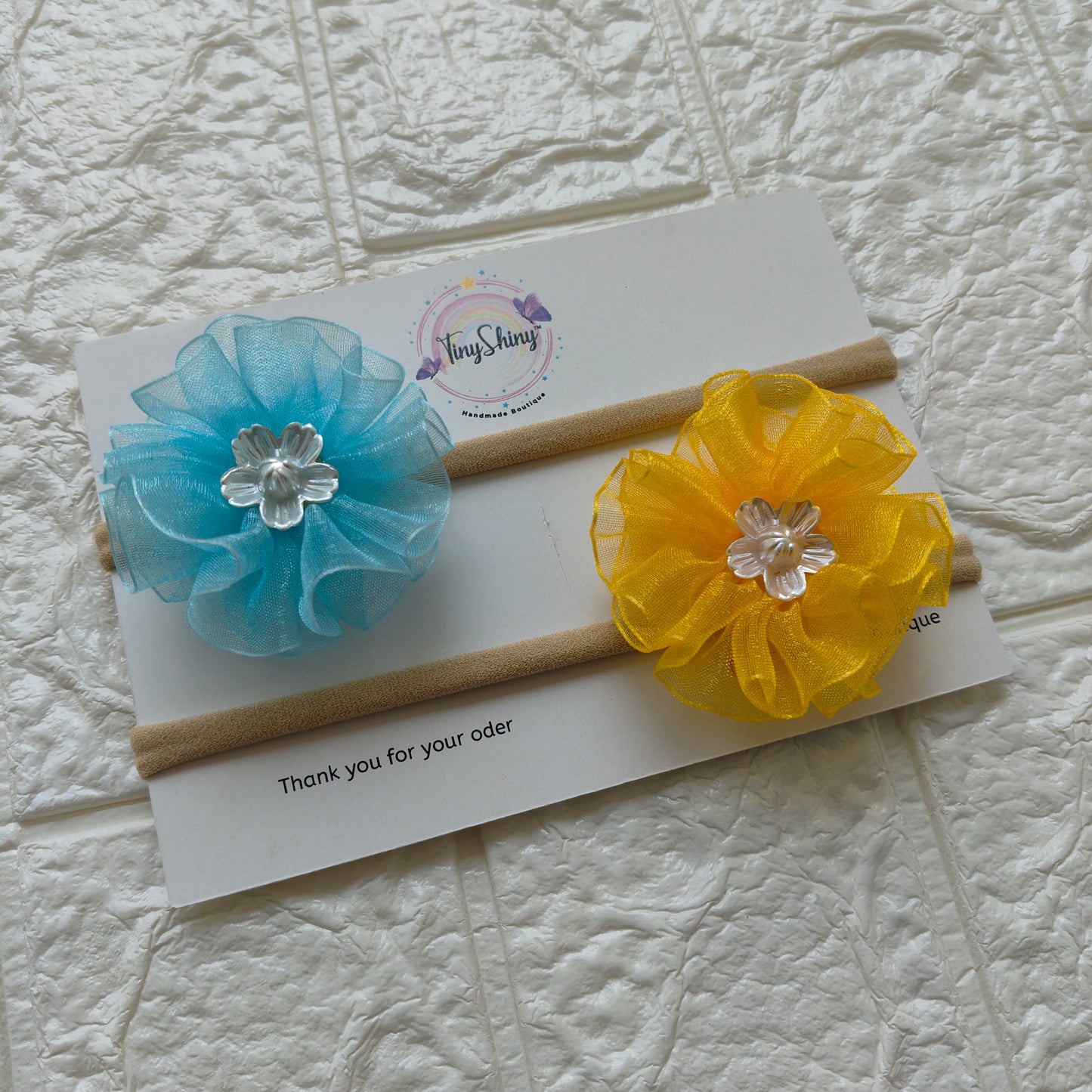 Soft and elegant hair accessory for newborns - Blue & Sunshine Yellow