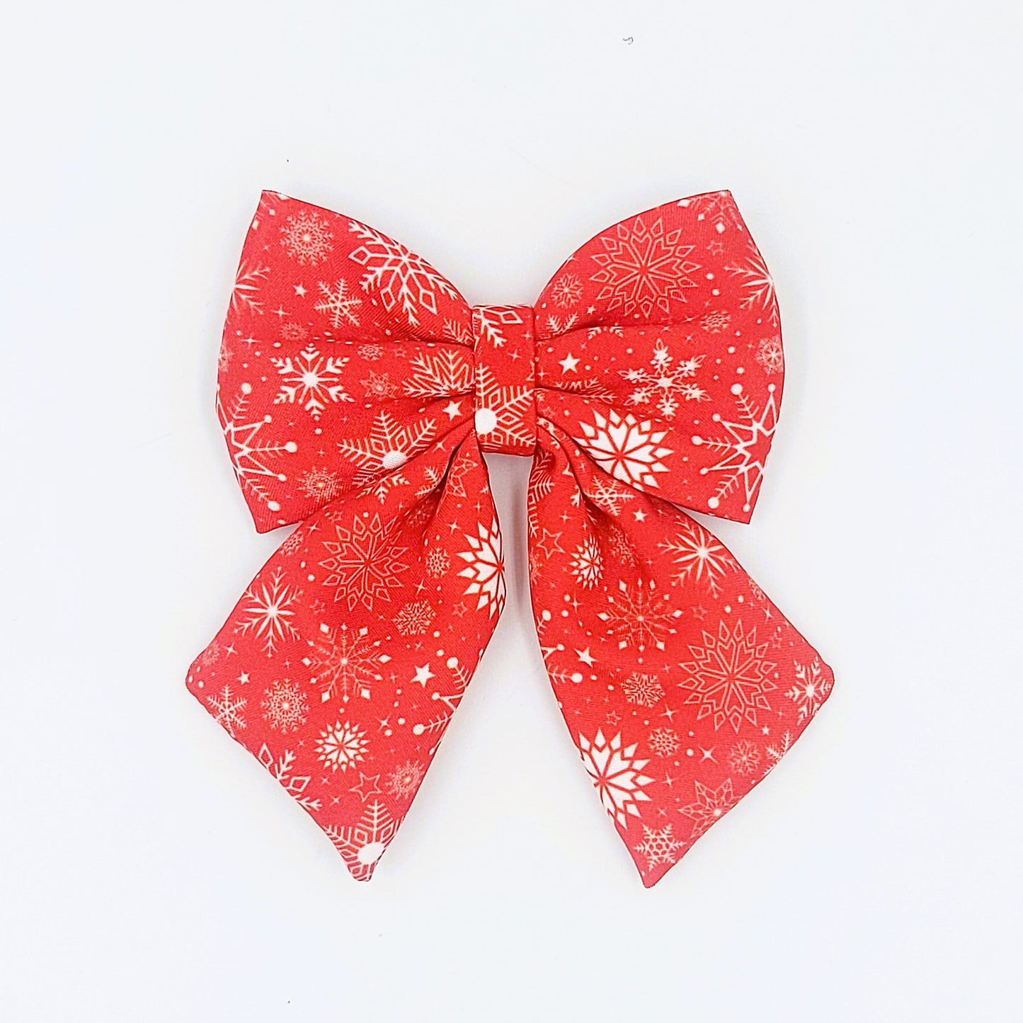 Pigtail Bow - Christmas Snowflakes