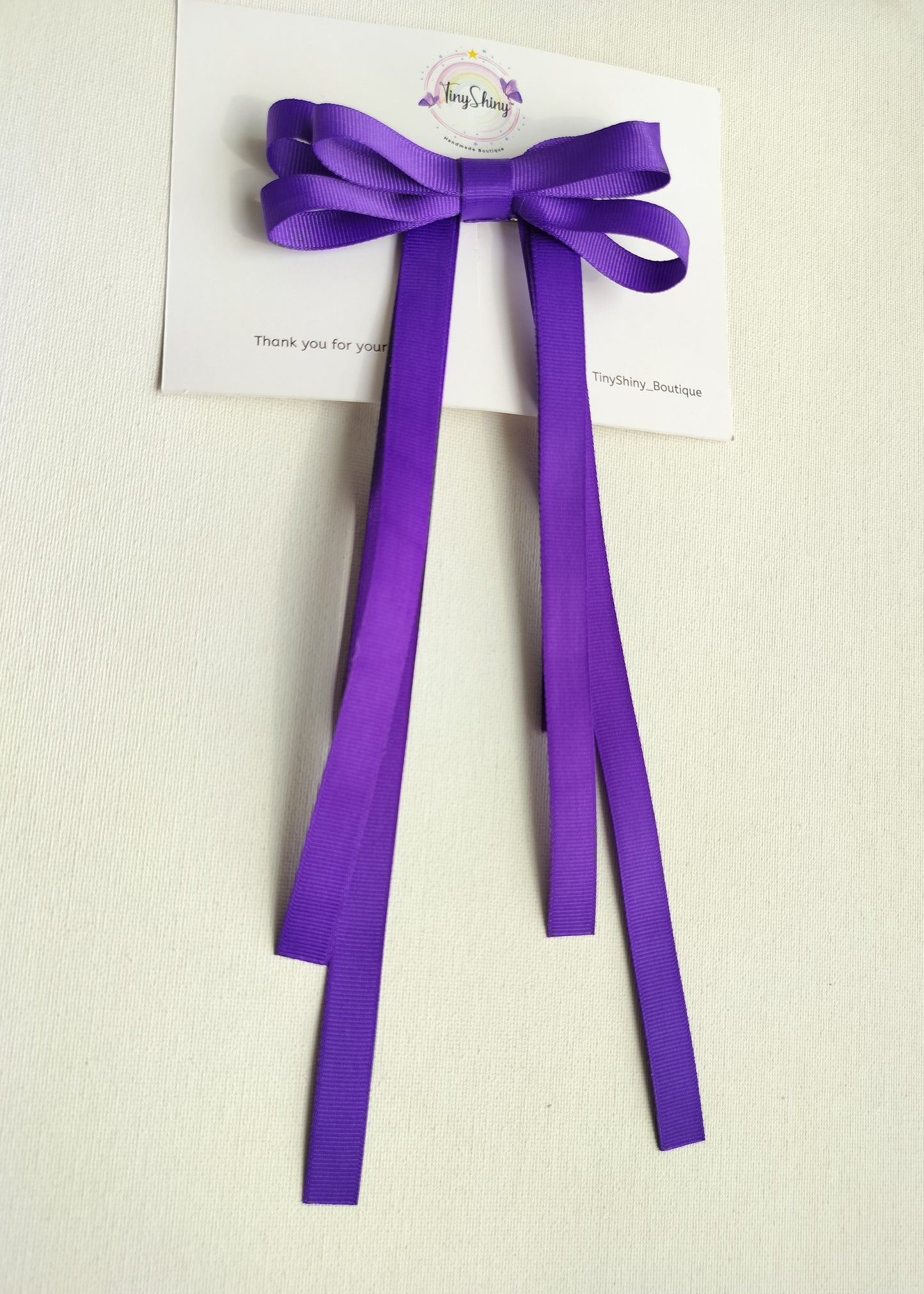 Grosgrain Ribbon Long Tail Bow - Deep Purple