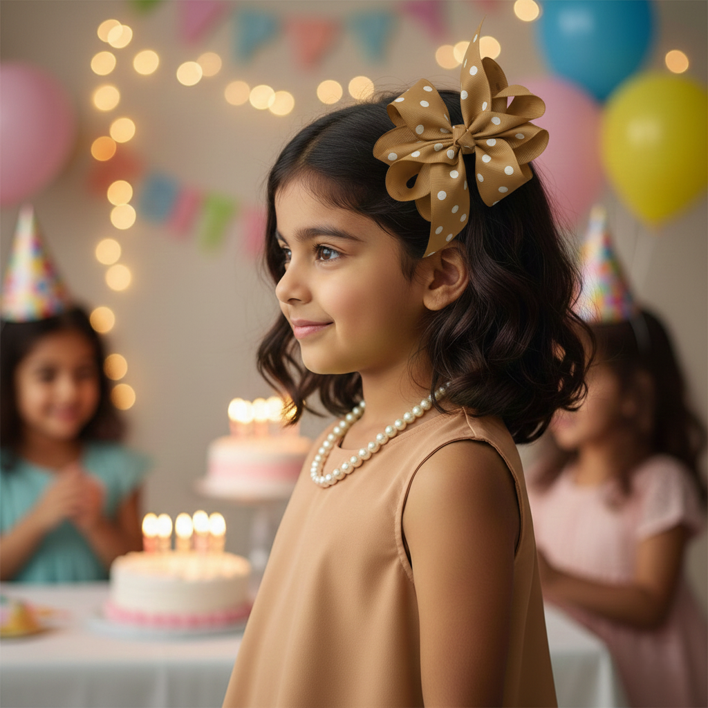 Octopus-Bow-4Layer-Style1-Desert Brown with Polka dots