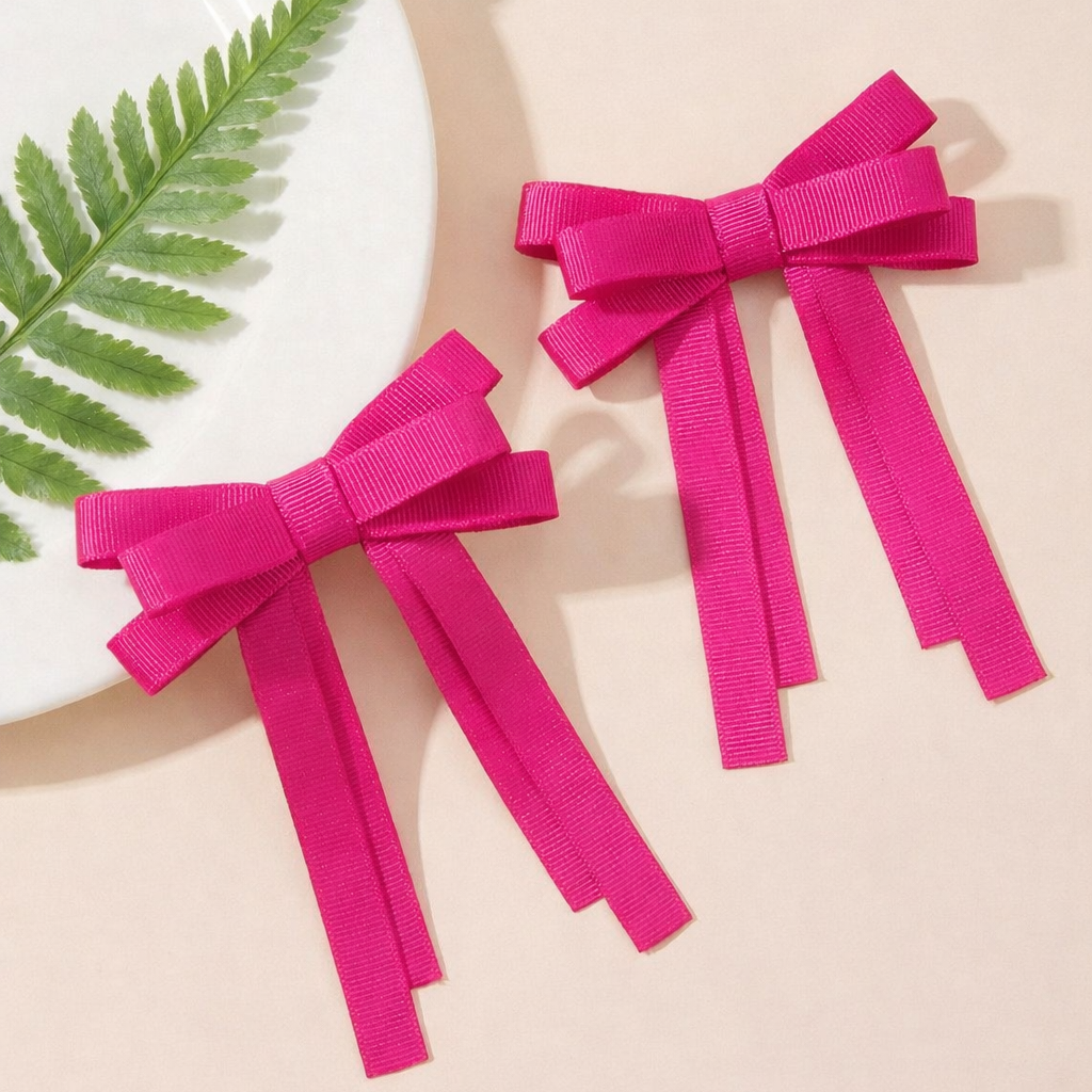 GRB-Twin Bow Clips-Style4-Hot Pink
