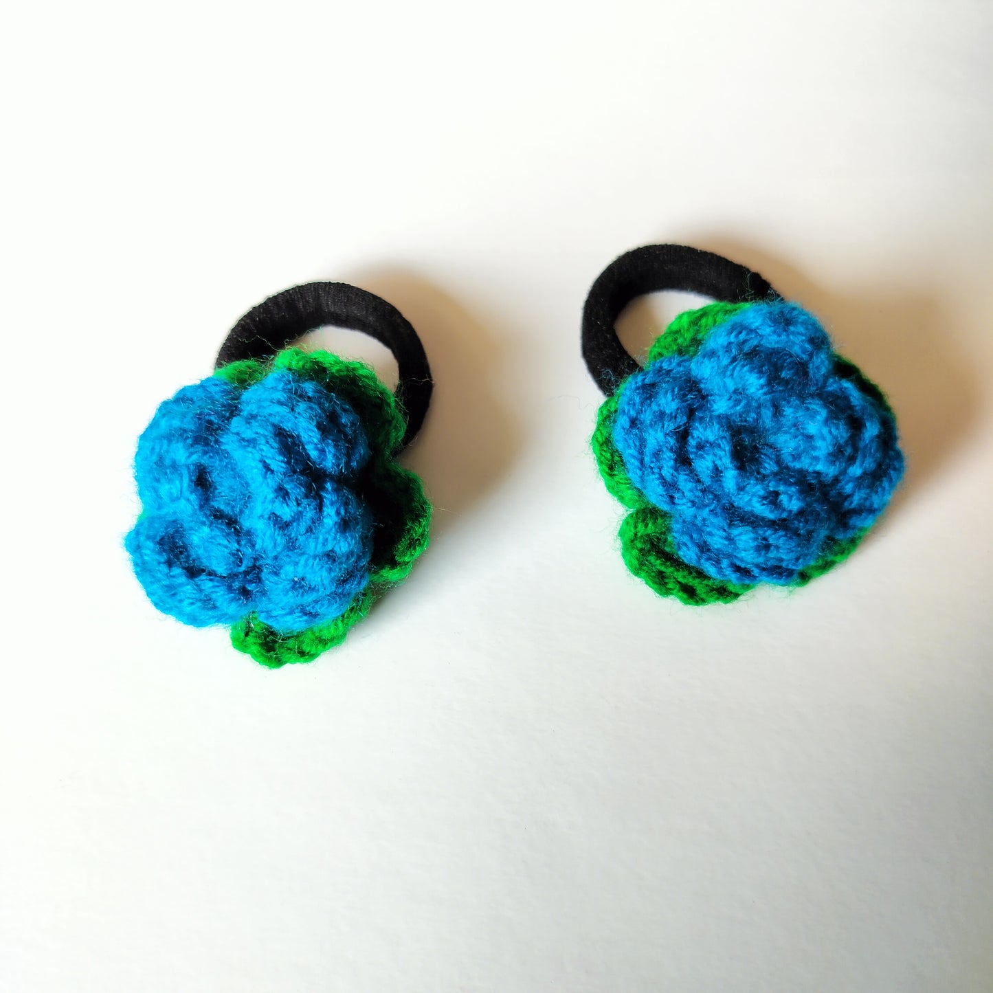 Crochet Flower - Hair Ties - Blue