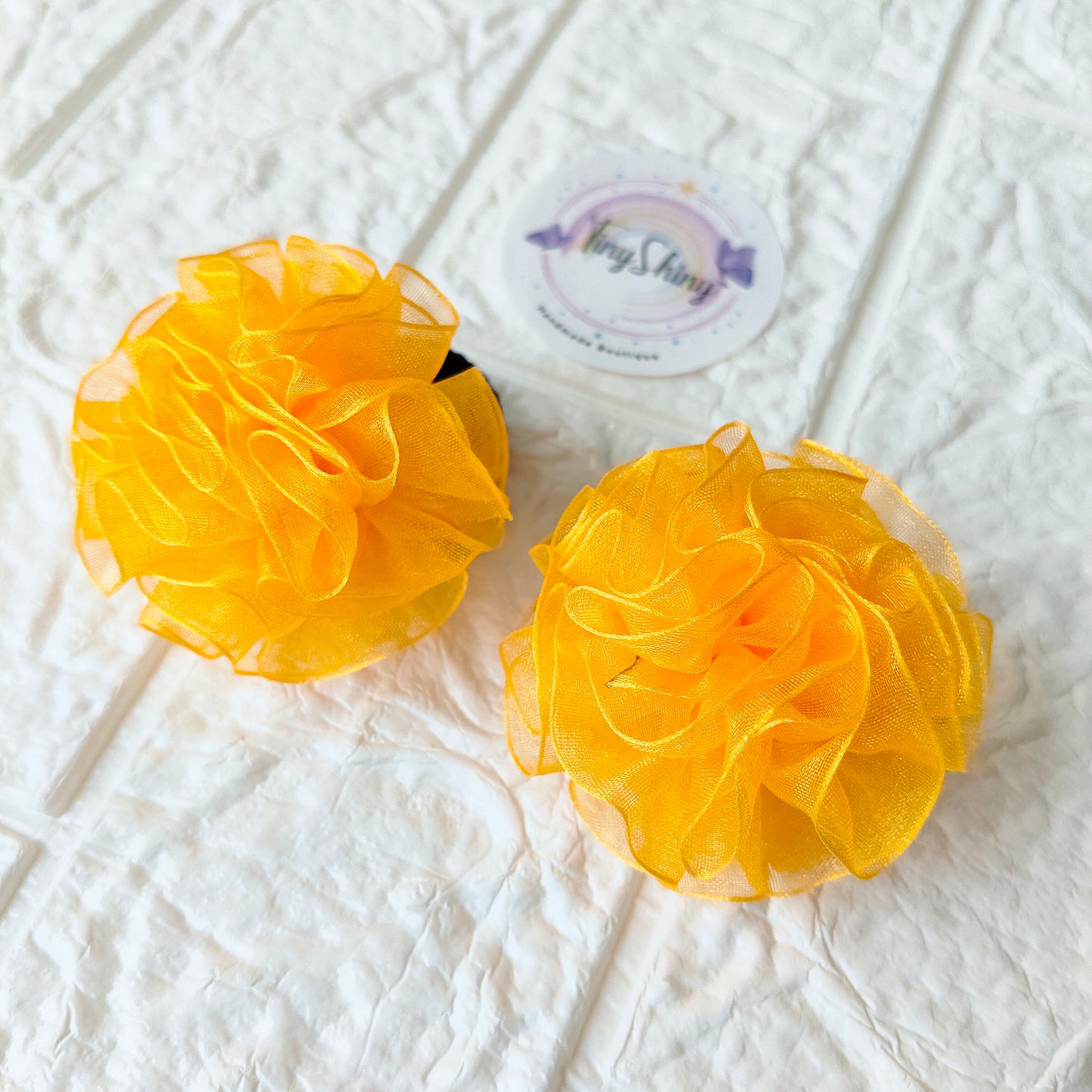 Organza Flower - Hair Ties - Mango