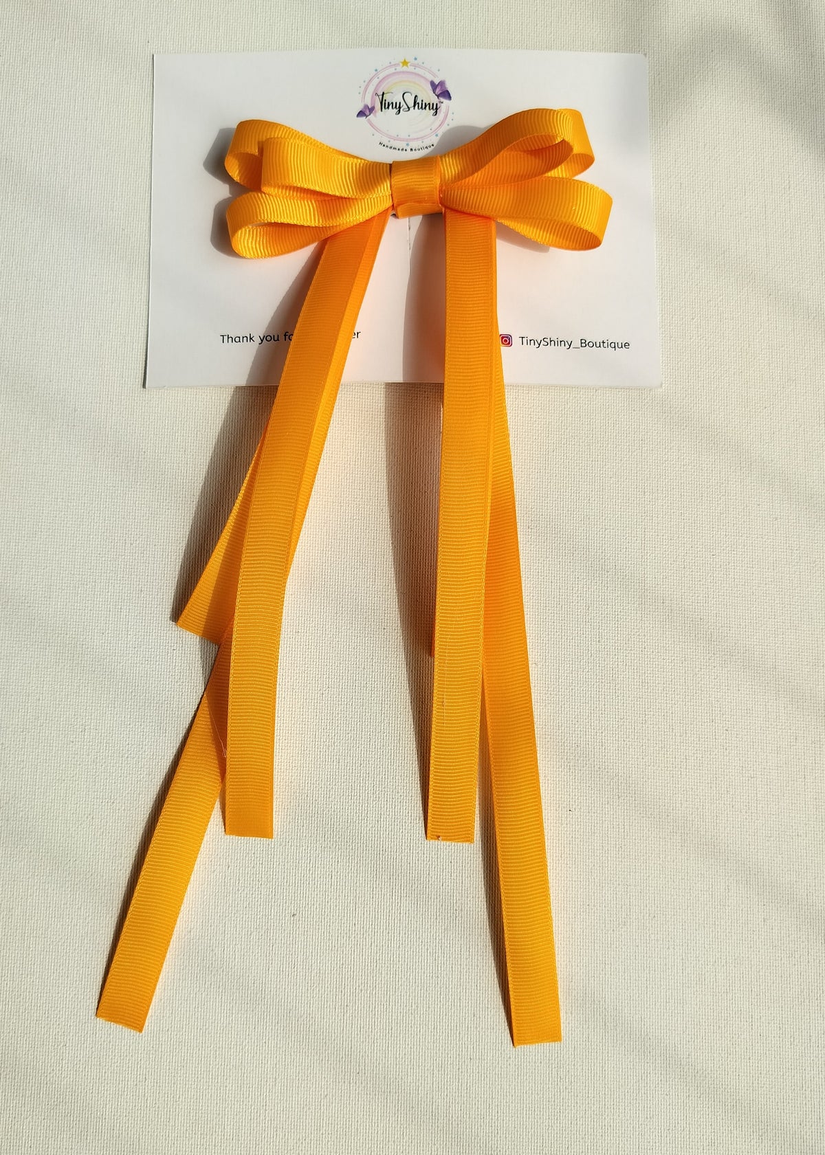 Grosgrain Ribbon Long Tail Bow - Marigold