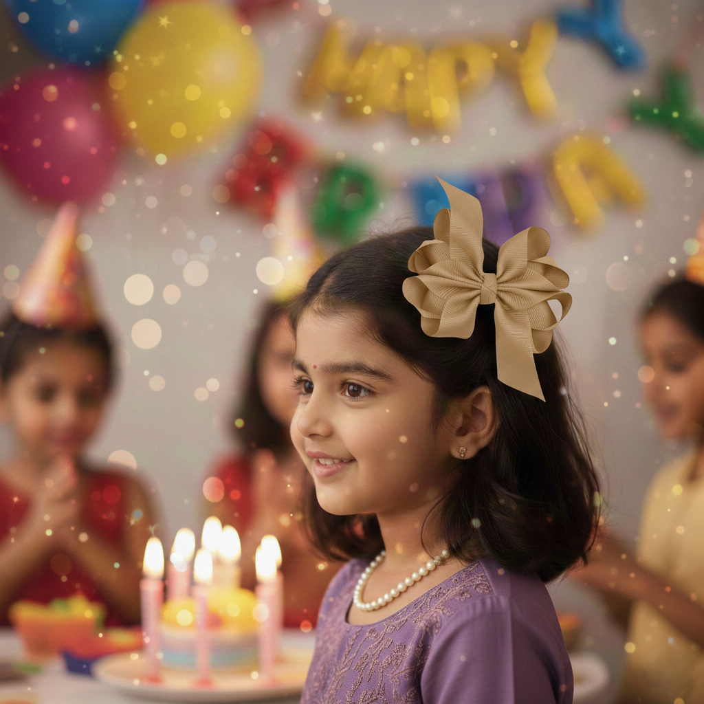 Party Hair Bows -Desert brown - Hair Accessories for Girls/Teens