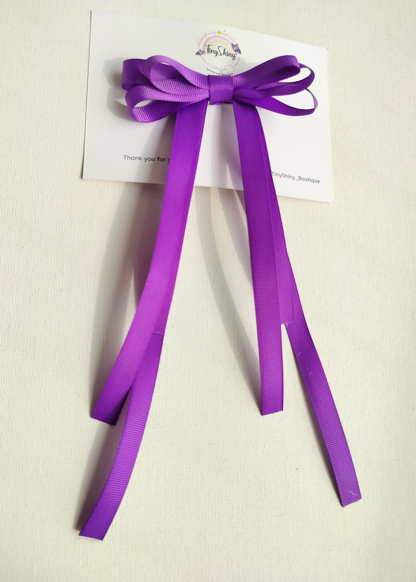Grosgrain Ribbon Long Tail Bow - Purple