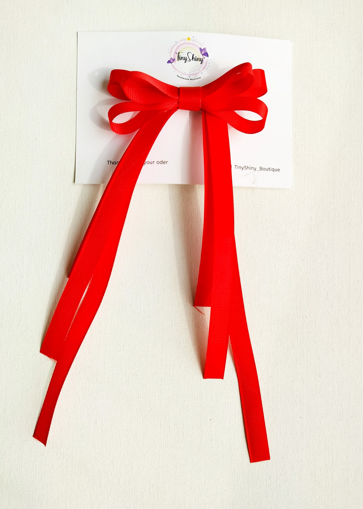 Grosgrain Ribbon Long Tail Bow - Red