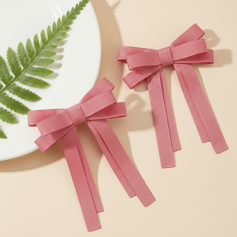 GRB-Twin Bow Clips-Style4-Rose Pink