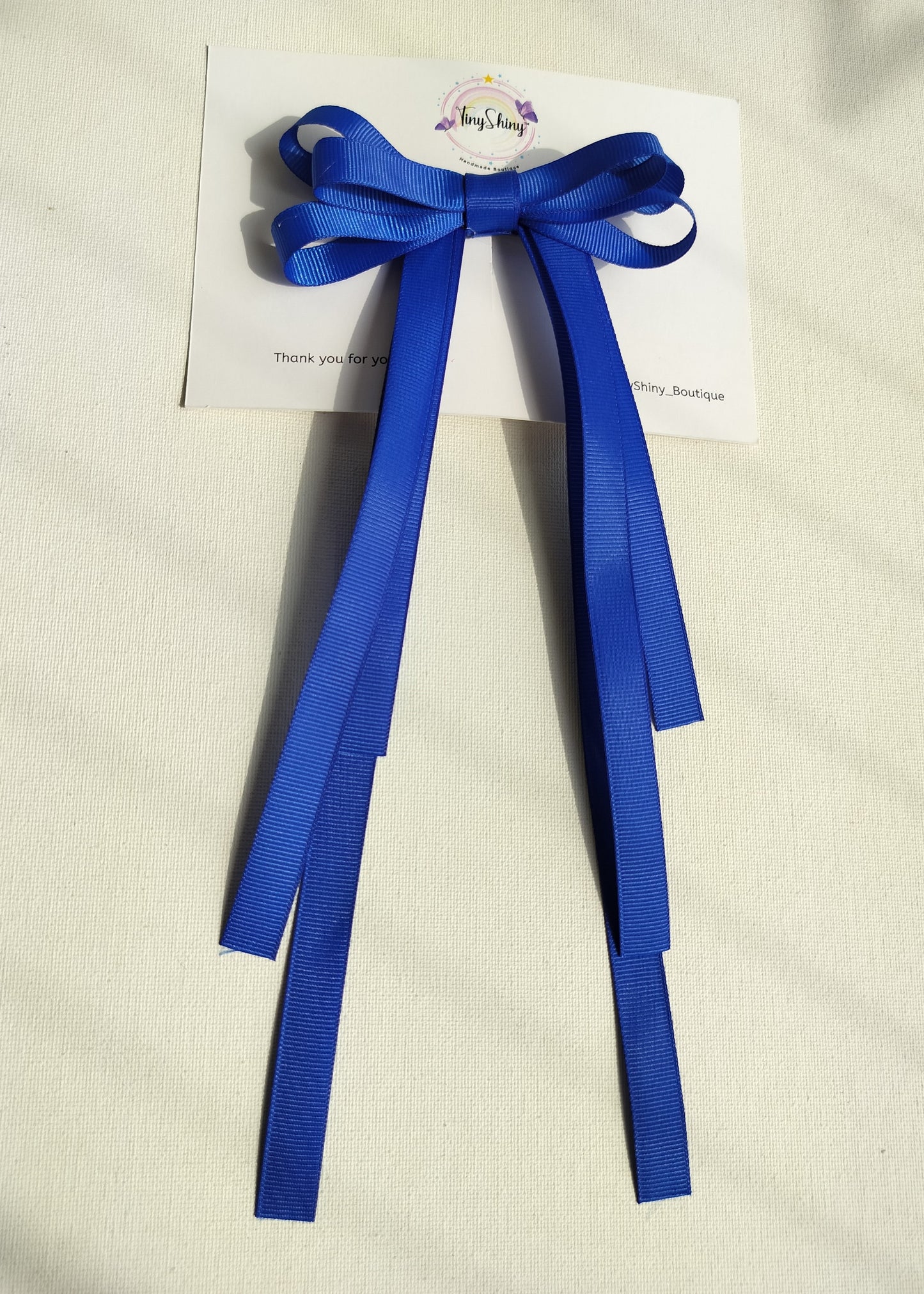 Grosgrain Ribbon Long Tail Bow - Royal Blue