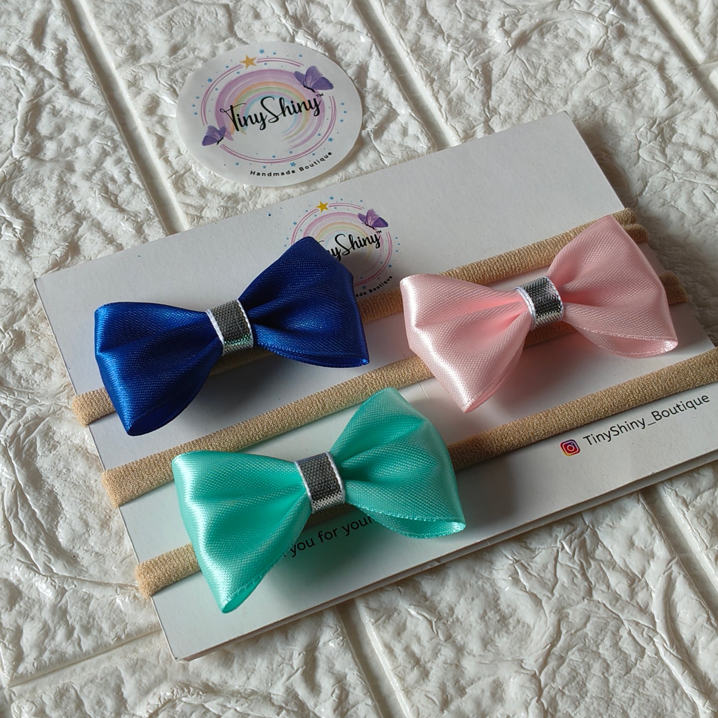 TinyShiny_3 Pcs Baby Girl Super Soft Headband - Royal Blue, Baby Pink, Frosty Mint