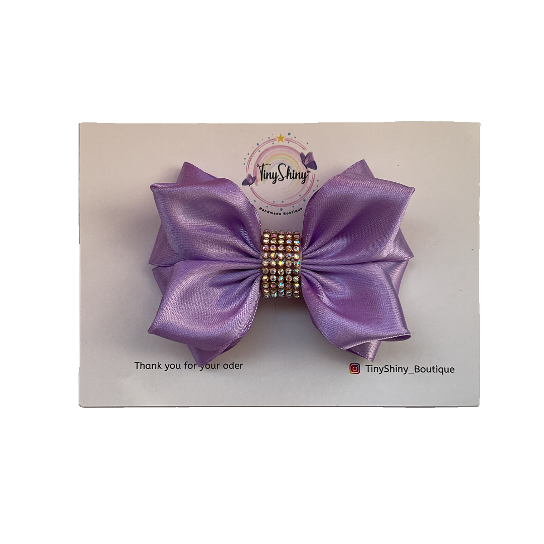 TinyShiny Satin Ribbon HairBow-S3-LightPurple