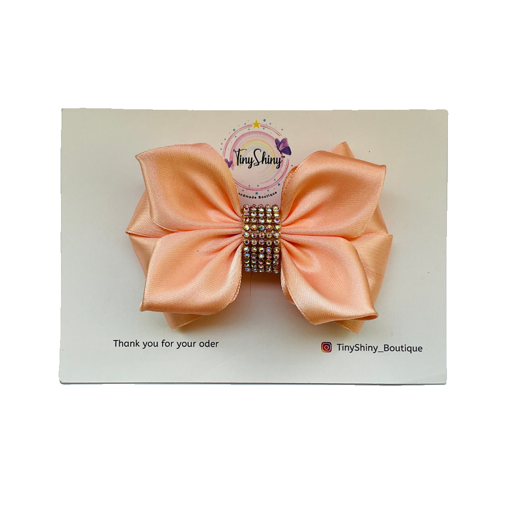 TinyShiny Satin Ribbon HairBow-S3-Peach