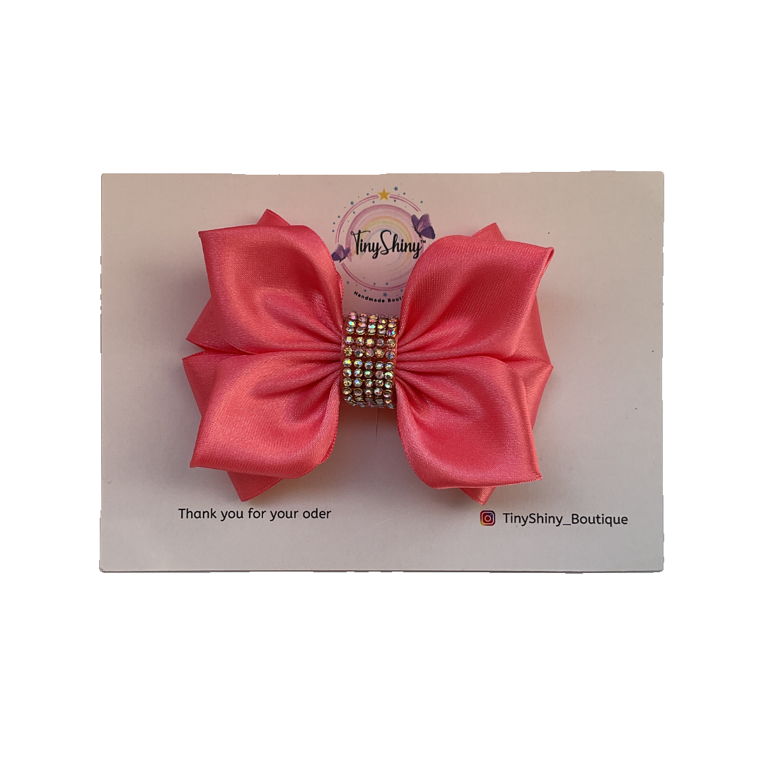 TinyShiny Satin Ribbon HairBow-S3-RosePink