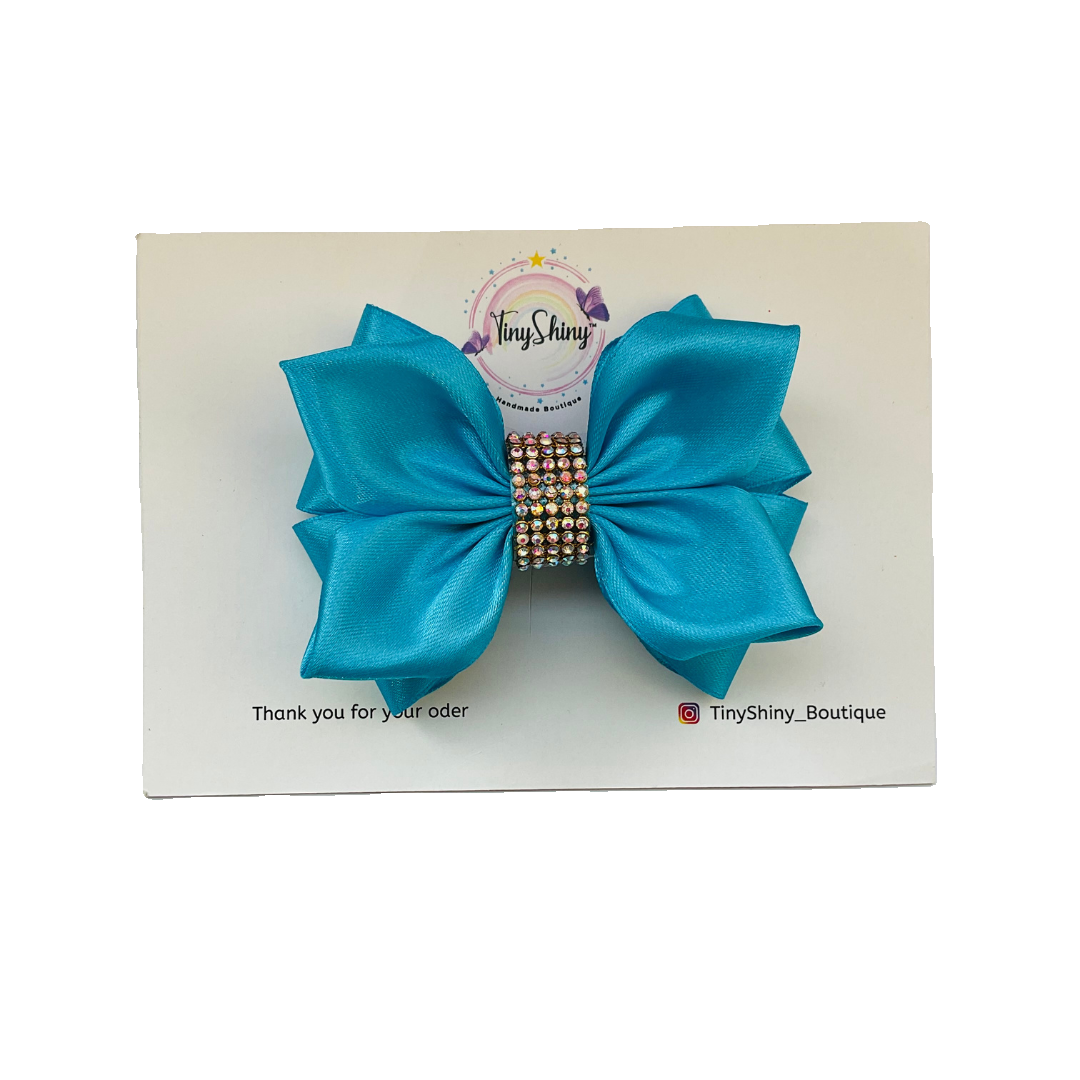 TinyShiny Satin Ribbon HairBow-S3-SkyBlue