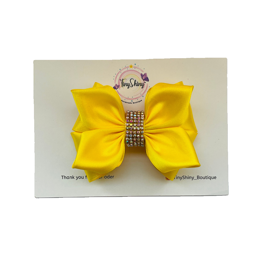 TinyShiny Satin Ribbon HairBow-S3-SunshineYellow