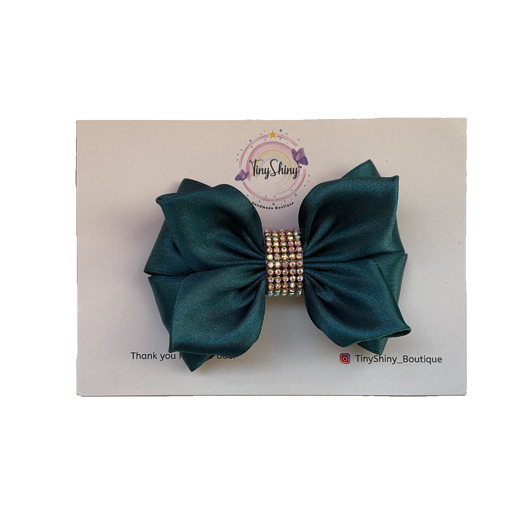 TinyShiny Satin Ribbon HairBow-S3-Teal
