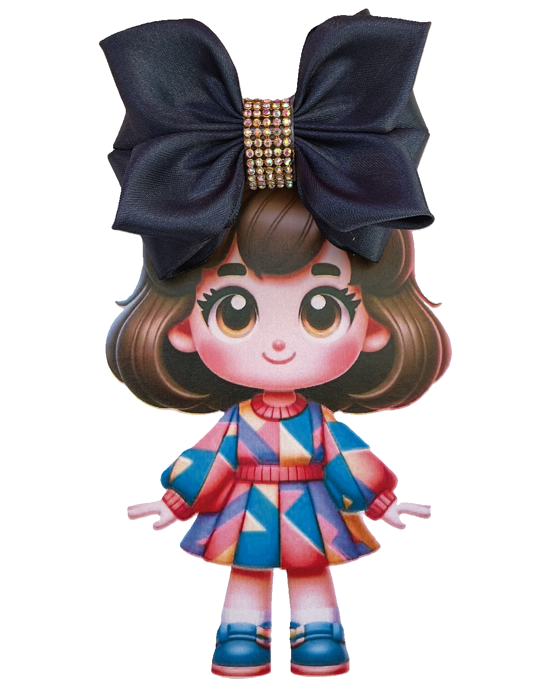 TinyShiny Satin Ribbon Hair Bow-S3-NavyBlue
