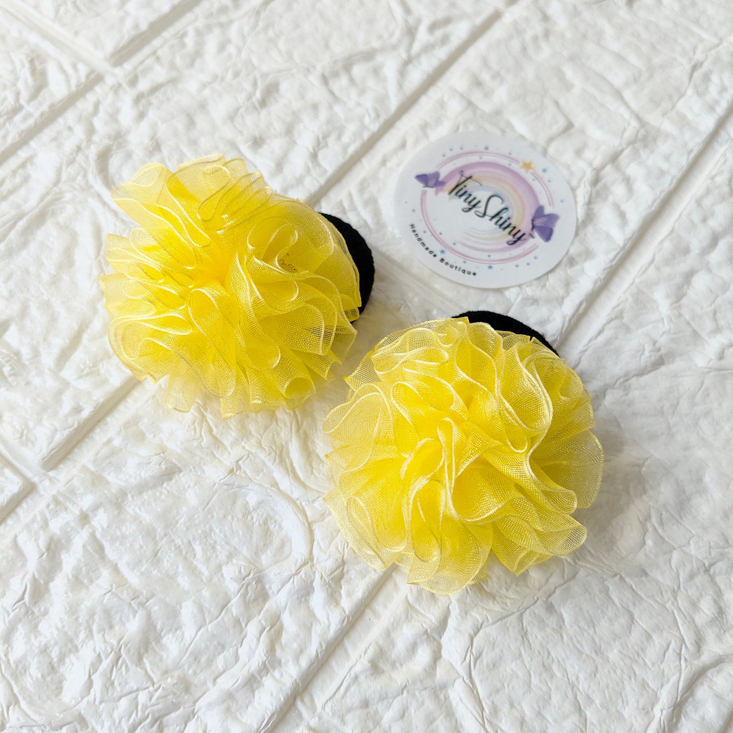 Organza Flower - Hair Ties - Yellow
