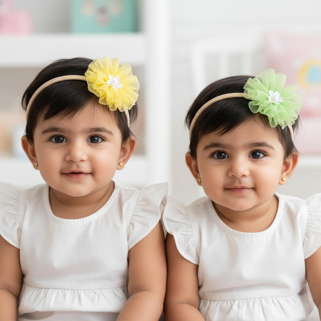 Mini Organza Baby Bows (Yellow & Green)