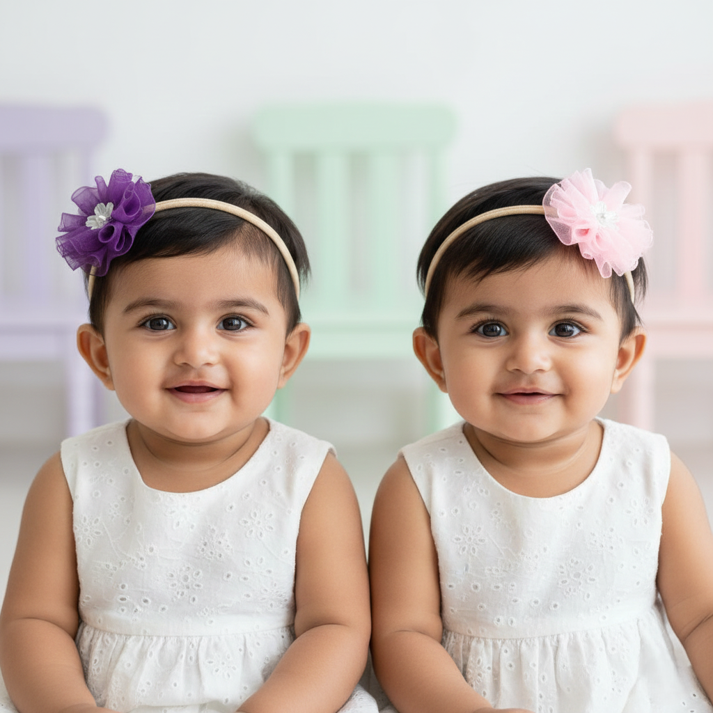 Mini Organza Baby Bows (Purple & Baby Pink)