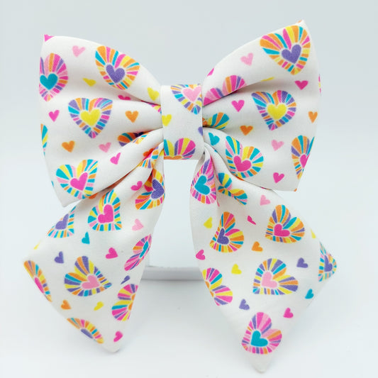 Pigtail Bow - Crystal Hearts