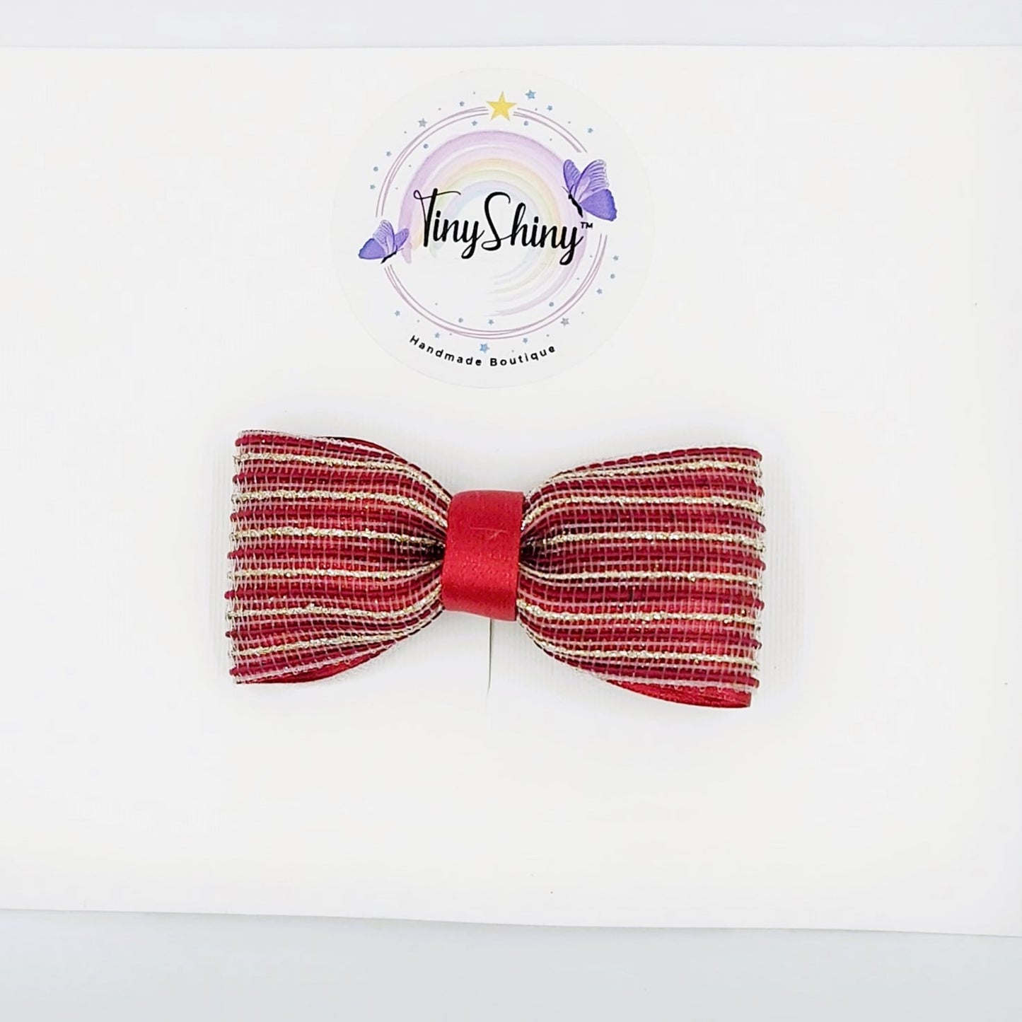 Zari stripes Bows with Alligator Clip - Maroon