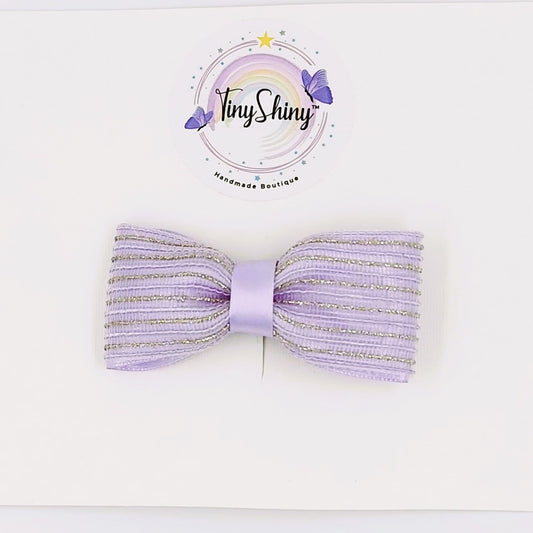 Zari stripes Bows with Alligator Clip - Lavender