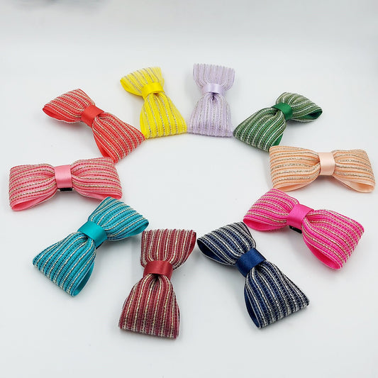 Zari stripes Bows with Alligator Clip - All 10 Colors