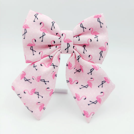 Pigtail Bow - Pink Flamingo