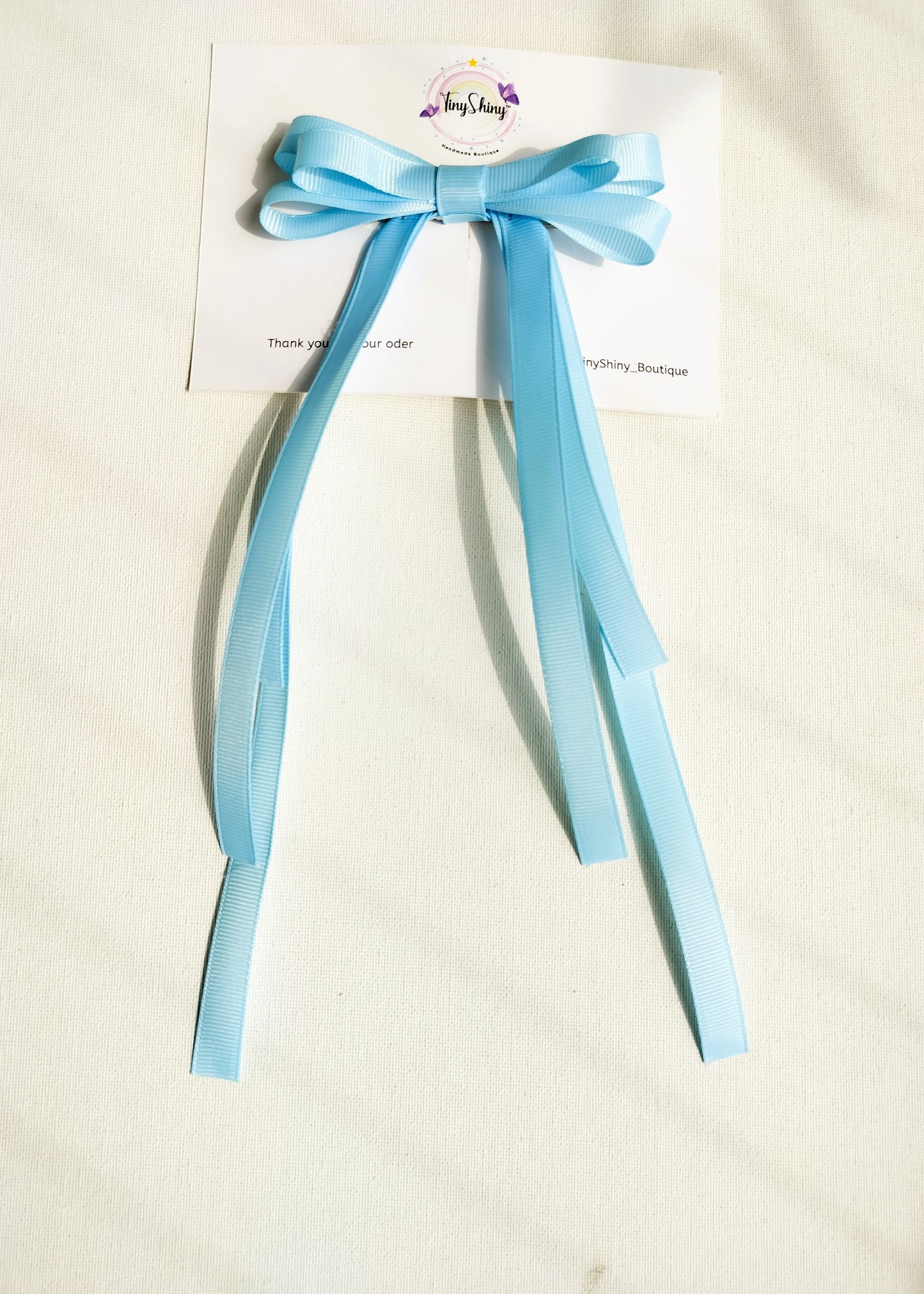 Grosgrain Ribbon Long Tail Bow -  Baby Blue