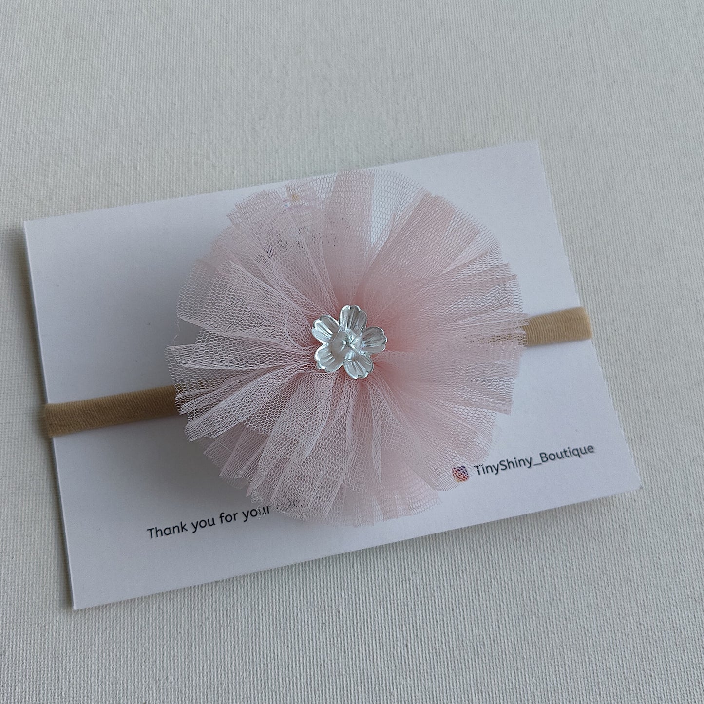 PomPom Bow with Baby Soft Headband - Baby Pink