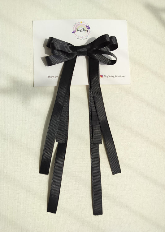 Grosgrain Ribbon Long Tail Bow -  Black