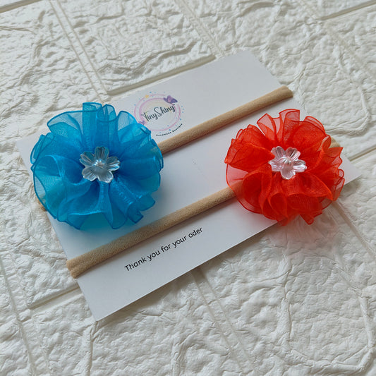 Soft and elegant hair accessory for newborns - Blue & Red
