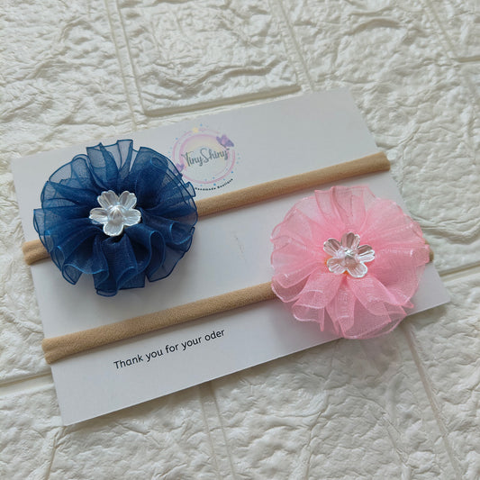 Soft and elegant hair accessory for newborns - Navy Blue & Baby Pink