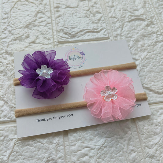 Soft and elegant hair accessory for newborns - Purple & Baby Pink