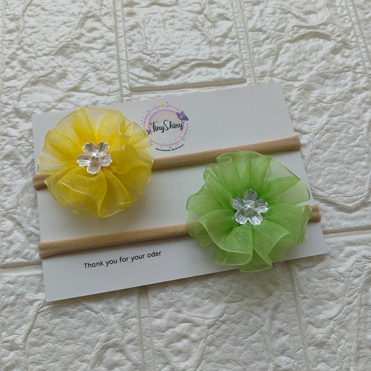 Soft and elegant hair accessory for newborns - Yellow & Green
