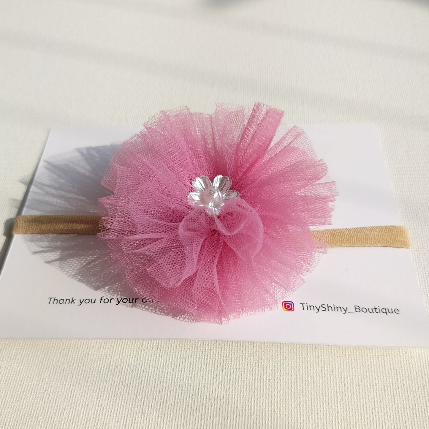 PomPom Bow with Baby Soft Headband - Charm Pink