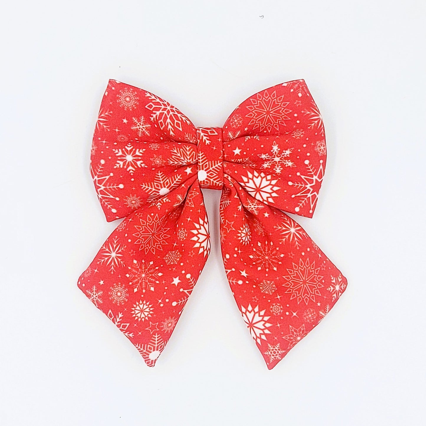 Pigtail Bow - Christmas Snowflakes