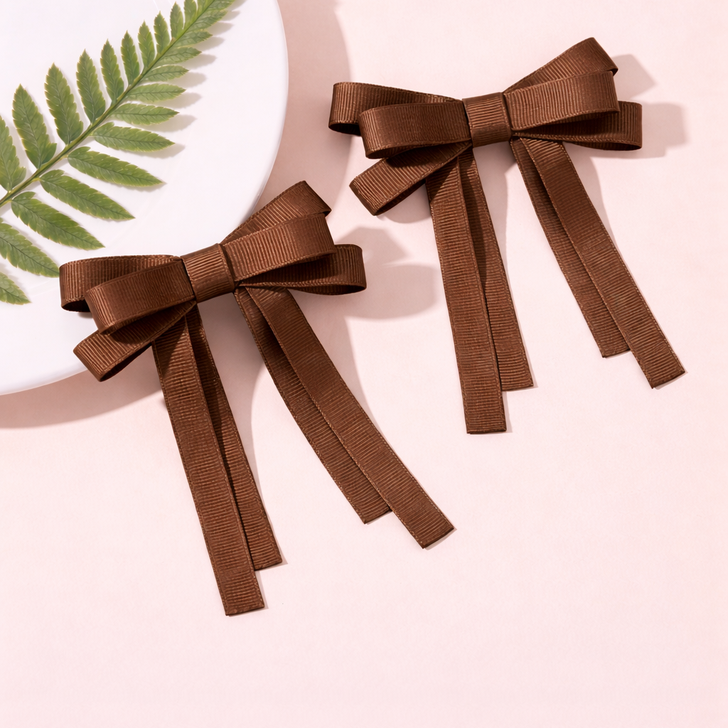 GRB-Twin Bow Clips-Style4-Cofee Brown