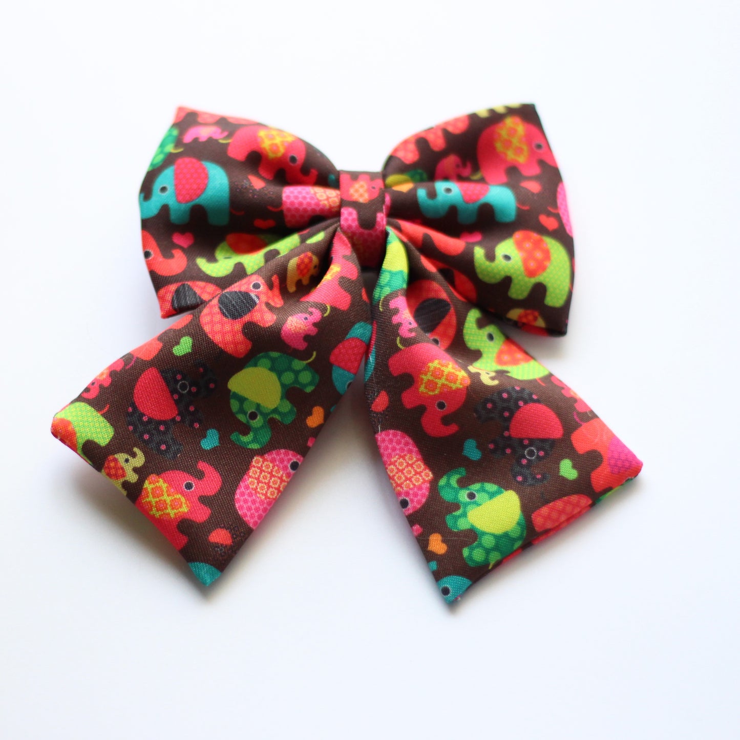 Pigtail Bow - Multicolor Elephants