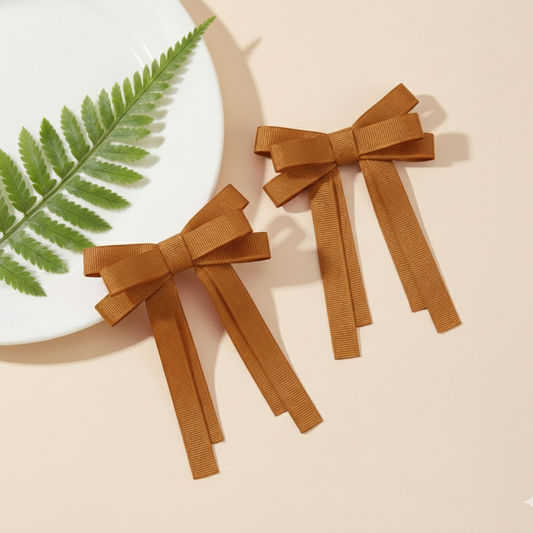 GRB-Twin Bow Clips-Style4-Rust Brown