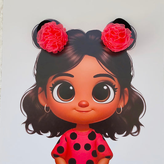 Organza Flower - Hair Ties - Coral