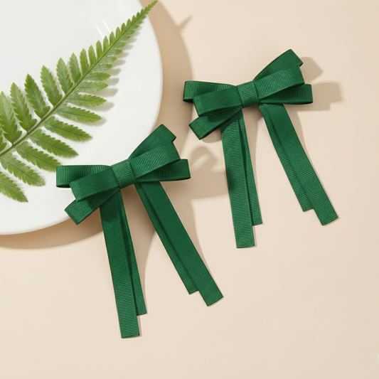 GRB-Twin Bow Clips-Style4-Bottle Green