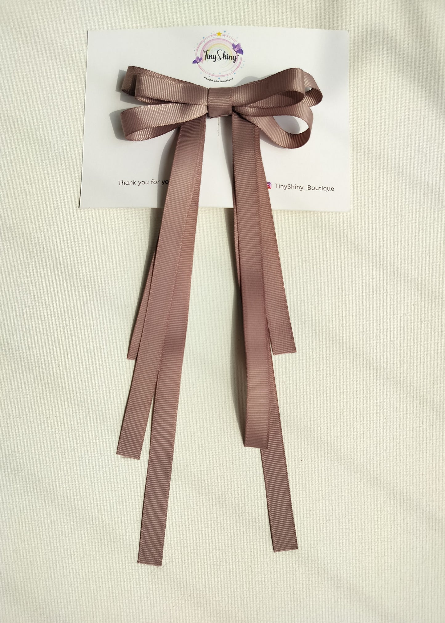 Grosgrain Ribbon Long Tail Bow -  Dark Rose Gold