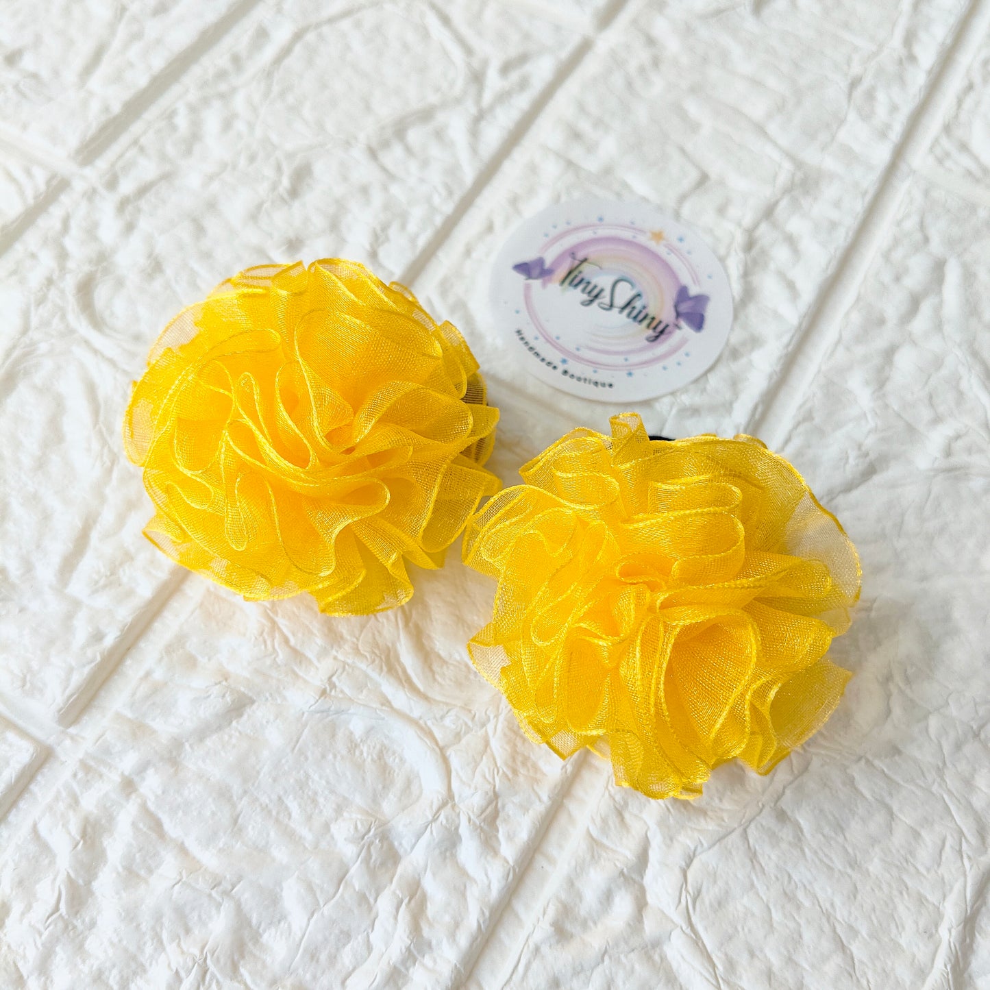 Organza Flower - Hair Ties - Sunshine Yellow