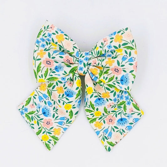 Pigtail Bow - Elegant Floral Pattern 1