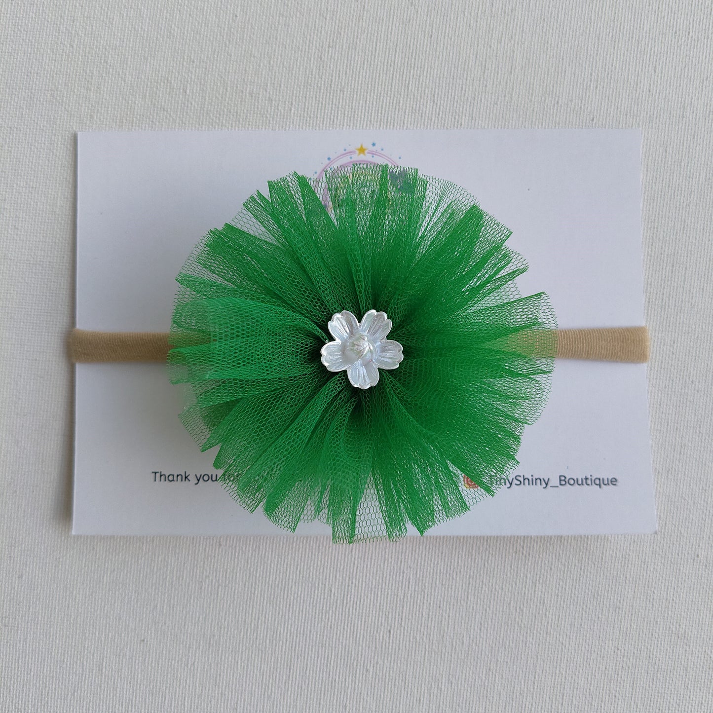 PomPom Bow with Baby Soft Headband - Green