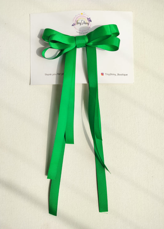 Grosgrain Ribbon Long Tail Bow -  Green