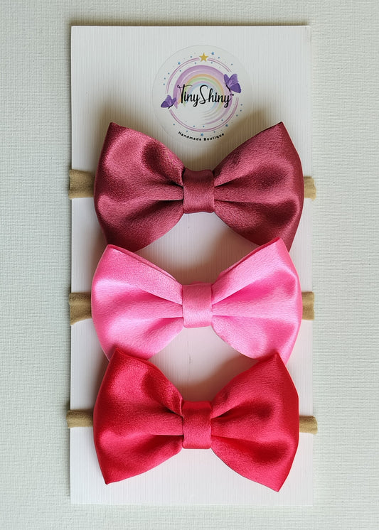 Satin Fabric Bows - Rosewood, Pink & Punch